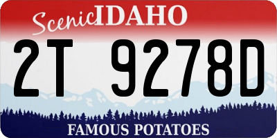 ID license plate 2T9278D
