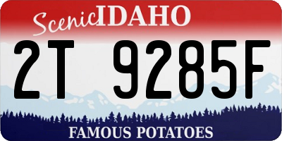 ID license plate 2T9285F