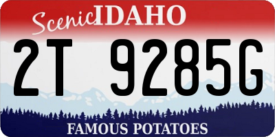 ID license plate 2T9285G