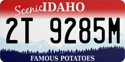 ID license plate 2T9285M