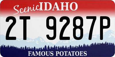 ID license plate 2T9287P