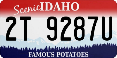 ID license plate 2T9287U
