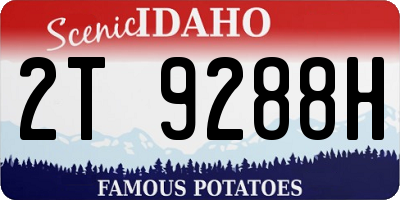 ID license plate 2T9288H