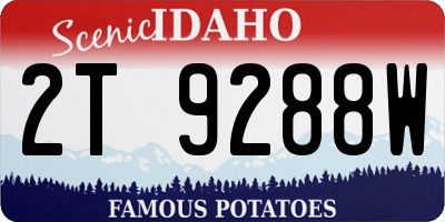 ID license plate 2T9288W