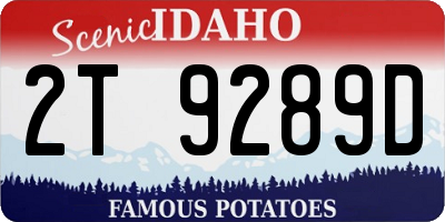 ID license plate 2T9289D