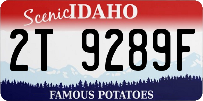 ID license plate 2T9289F