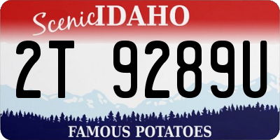ID license plate 2T9289U