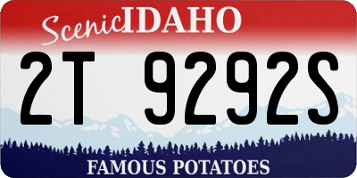 ID license plate 2T9292S