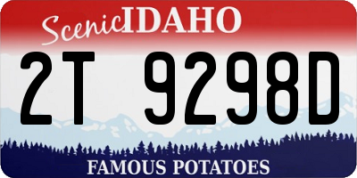 ID license plate 2T9298D