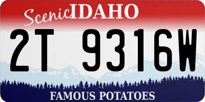ID license plate 2T9316W