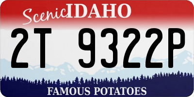ID license plate 2T9322P