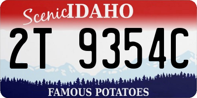 ID license plate 2T9354C
