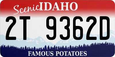 ID license plate 2T9362D