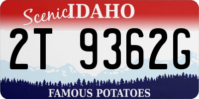 ID license plate 2T9362G