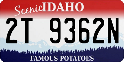 ID license plate 2T9362N