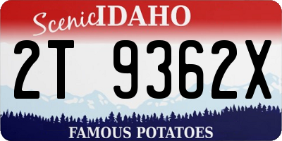 ID license plate 2T9362X