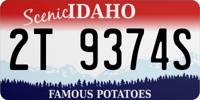 ID license plate 2T9374S