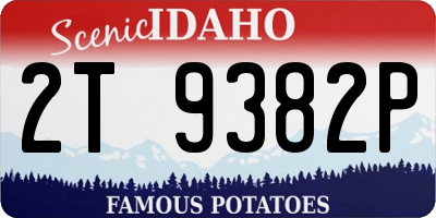 ID license plate 2T9382P