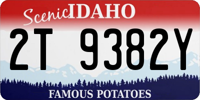 ID license plate 2T9382Y