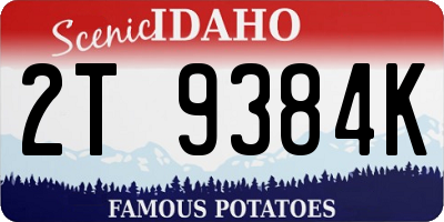 ID license plate 2T9384K
