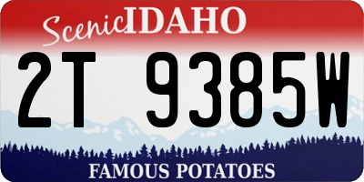 ID license plate 2T9385W
