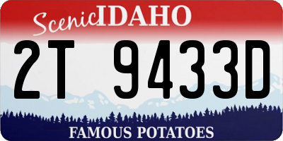 ID license plate 2T9433D
