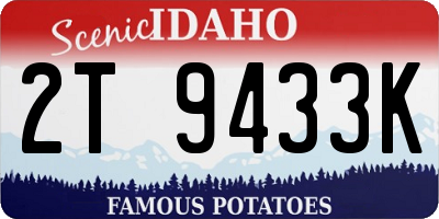 ID license plate 2T9433K