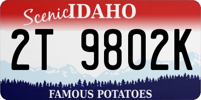 ID license plate 2T9802K