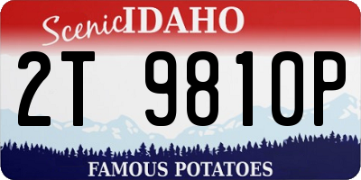 ID license plate 2T9810P