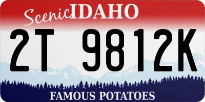 ID license plate 2T9812K
