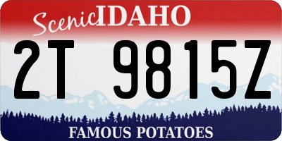 ID license plate 2T9815Z