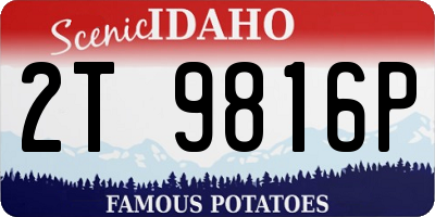 ID license plate 2T9816P