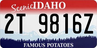 ID license plate 2T9816Z