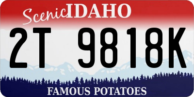 ID license plate 2T9818K