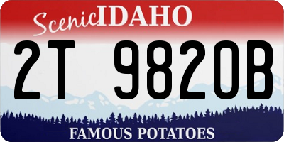 ID license plate 2T9820B