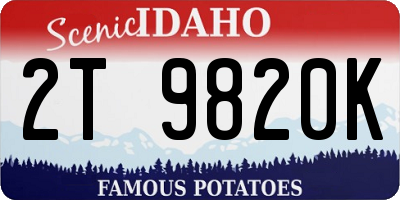 ID license plate 2T9820K