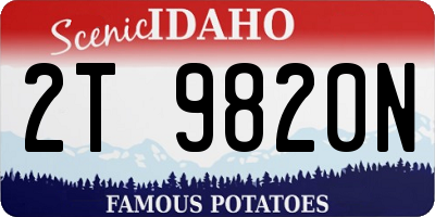 ID license plate 2T9820N