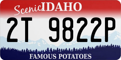 ID license plate 2T9822P