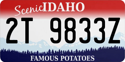 ID license plate 2T9833Z