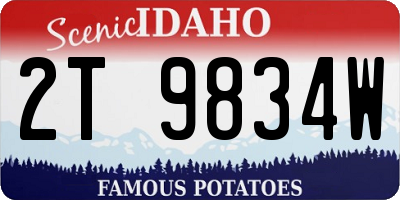 ID license plate 2T9834W