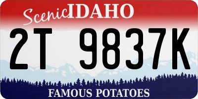 ID license plate 2T9837K