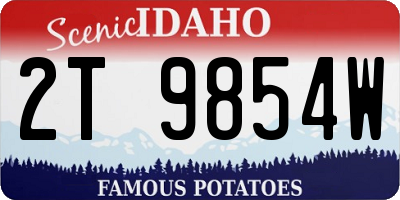 ID license plate 2T9854W
