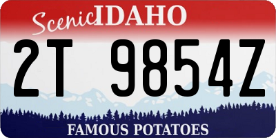 ID license plate 2T9854Z