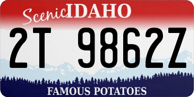 ID license plate 2T9862Z