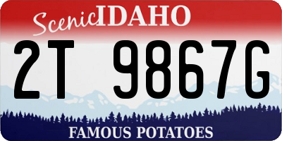 ID license plate 2T9867G