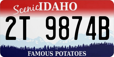 ID license plate 2T9874B