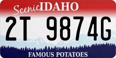 ID license plate 2T9874G