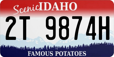 ID license plate 2T9874H