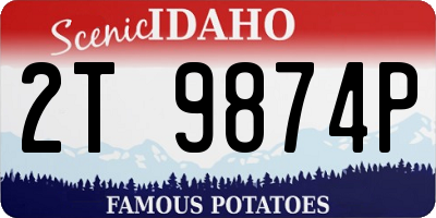 ID license plate 2T9874P