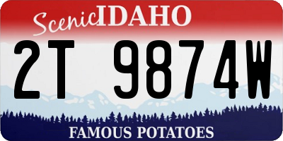 ID license plate 2T9874W